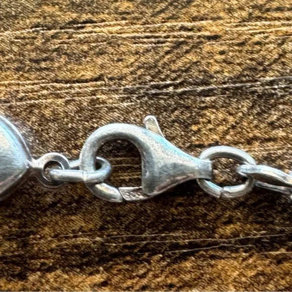 Sterling Silver 925 Heart Charm Bracelet 7.5” - Picture 7 of 7